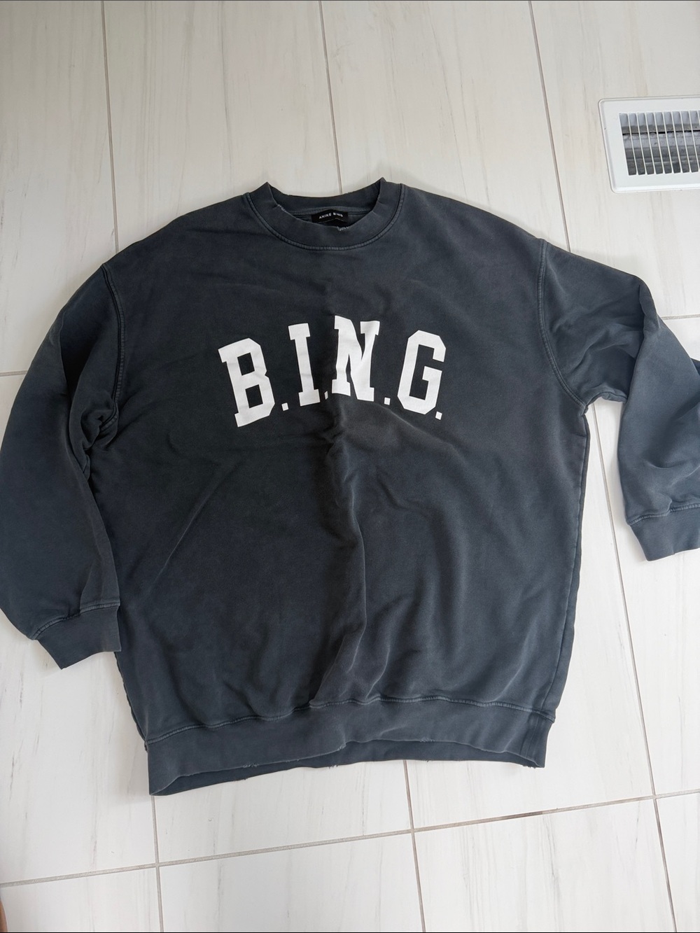 Anine Bing Black B.I.N.G. Crewneck Sweatshirt